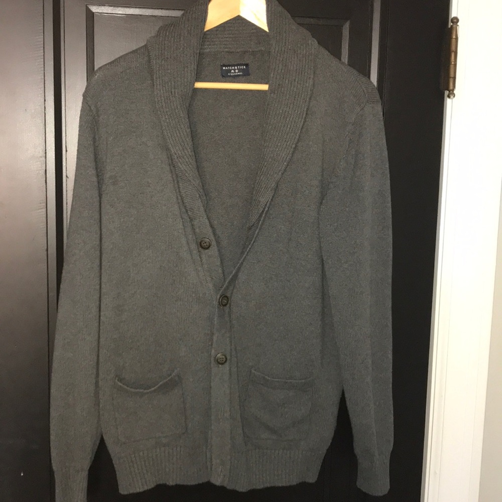 Matchstick Cardigan Men’s Cotton Gray Button